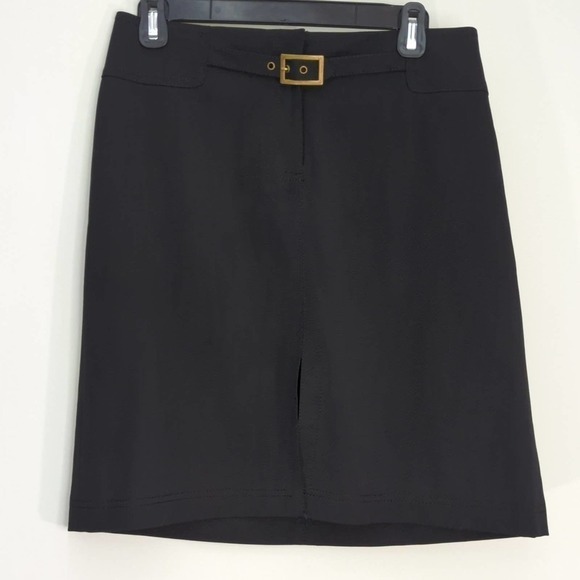 The Limited Womens Pencil Skirt Stretch Buckle Accent Split Back Black‎ 8 - Picture 1 of 6